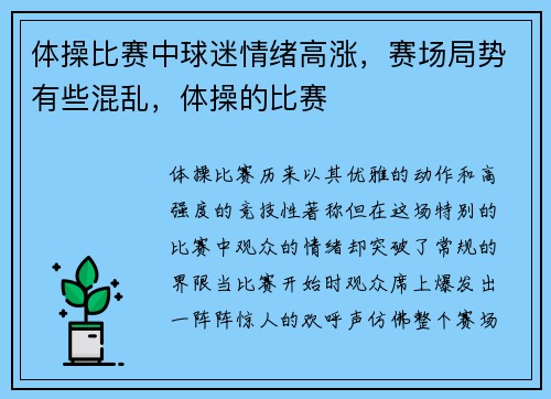 体操比赛中球迷情绪高涨，赛场局势有些混乱，体操的比赛